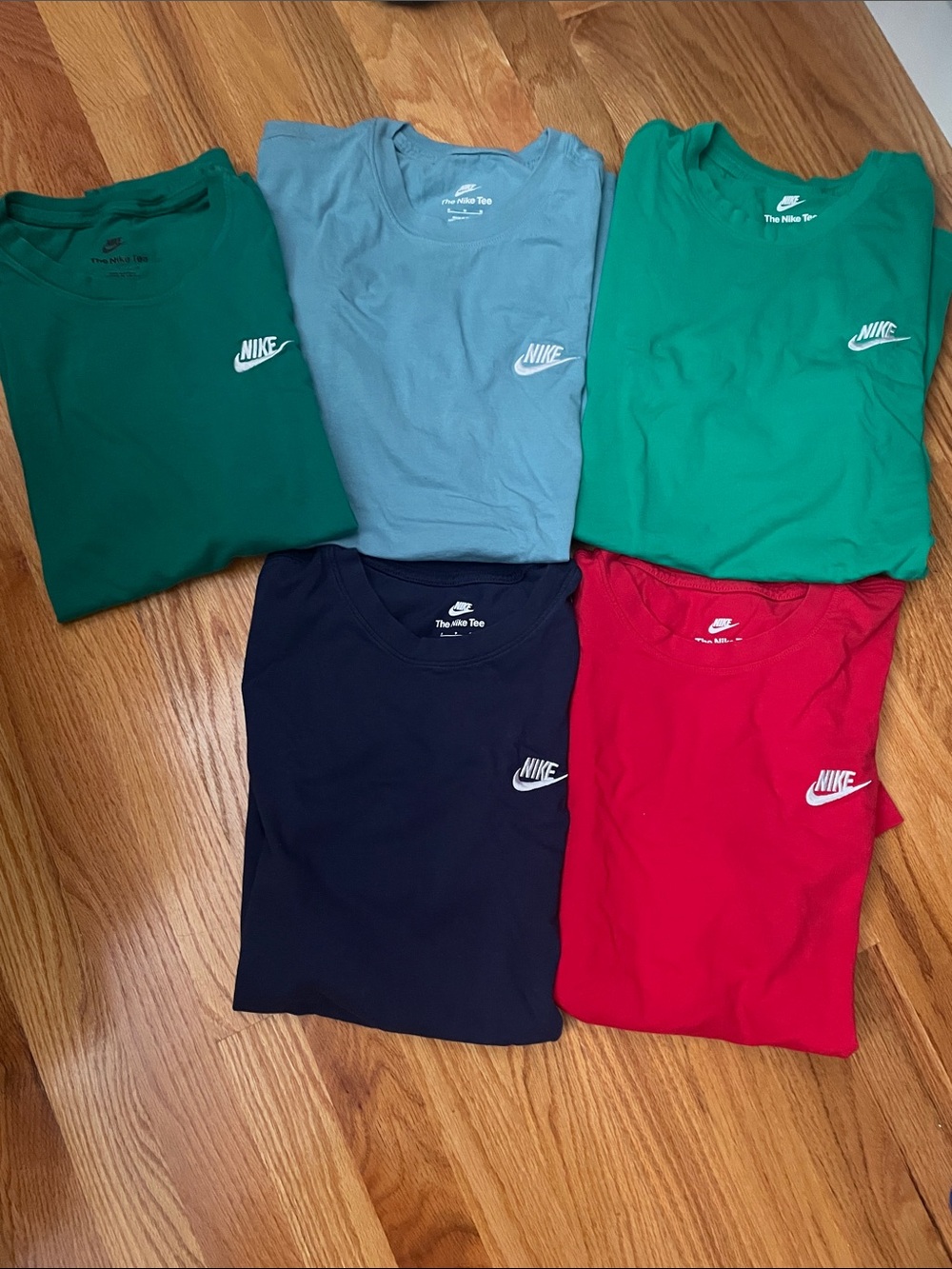 Nike Men's Small Short Sleeve Crew Tees - Dark Green, Navy, Blue, Green & Red